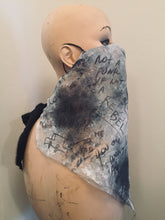 Load image into Gallery viewer, Valerj Pobega Grey/White/Black handpainted with scribbles face covering scarf
