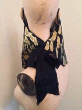 Load image into Gallery viewer, Valerj Pobega Black and Gold handpainted face covering scarf
